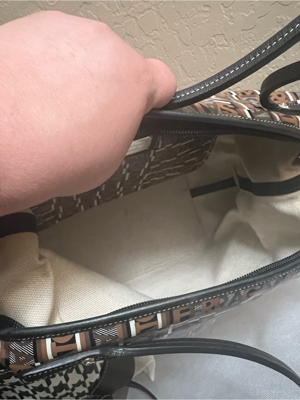 Authentic Salvatore Ferragamo Monogram Tote Bag Brown Italy COA Included - Picture 8 of 9